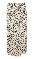 Leopard Print Wrap Midi Skirt