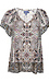Democracy Smocked Neck Printed Peasant Top Thumb 1
