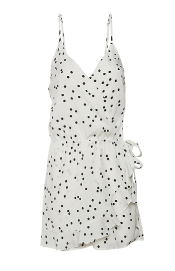 Sleeveless Polka Dot Romper Slide 1
