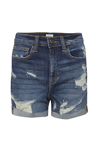 Sneak Peek Distressed Cuffed Denim Short Slide 1