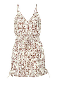 Printed Smocked Waist Romper Slide 1