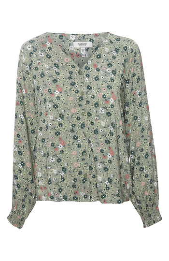 B. Young Printed Button-Front Long Sleeve Slide 1