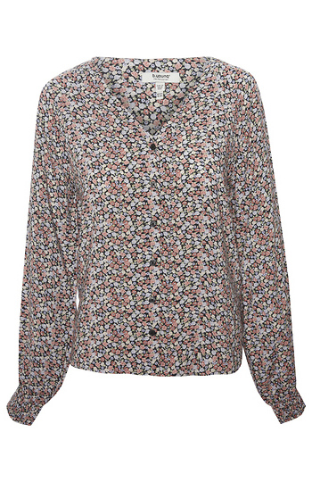 B. Young Printed Button-Front Long Sleeve Slide 1