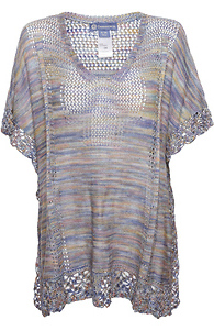 Democracy V Neck Crochet Poncho Slide 1