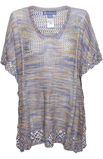 Democracy V Neck Crochet Poncho Slide 1