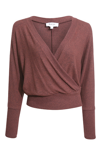 Surplice Brushed Knit Top Slide 1