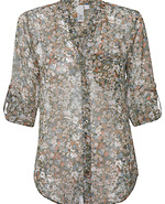 KUT from the Kloth Button Front Long Sleeve Sheer Blouse