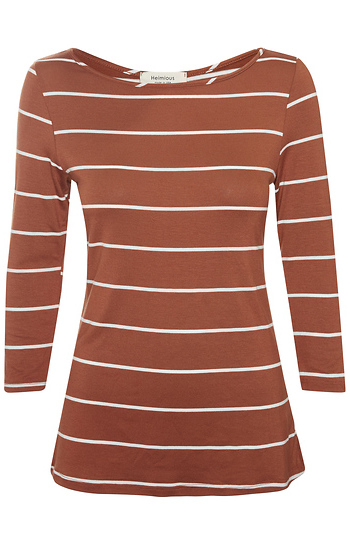 3/4 Sleeve Striped Boat Neck Slide 1