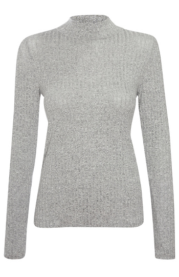 Mock Neck Ribbed Top Slide 1