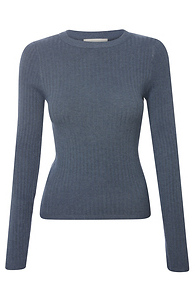 Ribbed Round Neck Sweater Top Slide 1