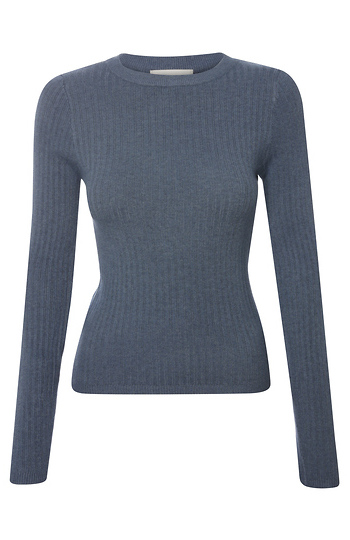 Ribbed Round Neck Sweater Top Slide 1