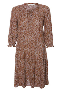 Front Tie Puff Sleeve Midi Dress Slide 1