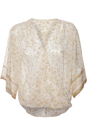 Sheer Floral Surplice Top Slide 1