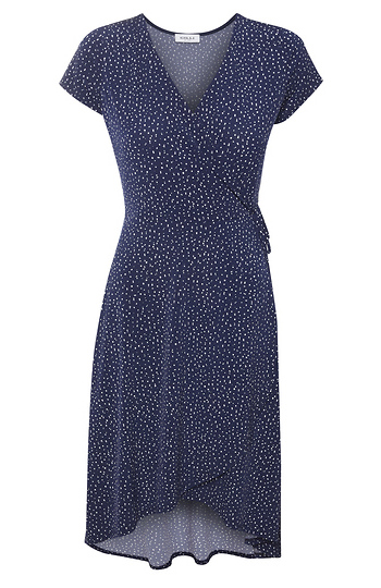 Printed Faux Wrap High Low Dress Slide 1