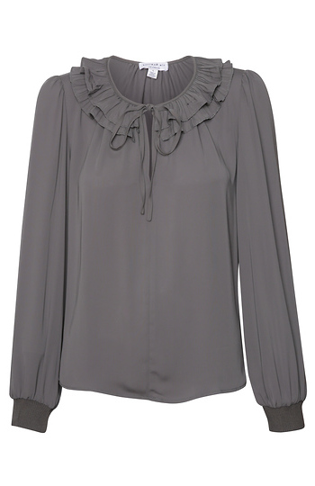 Ruffle Detail Split Neck Slide 1
