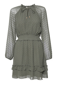 Skies are Blue Swiss Dot Ruffle Mini Dress Slide 1