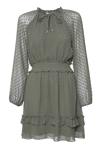 Skies are Blue Swiss Dot Ruffle Mini Dress Slide 1