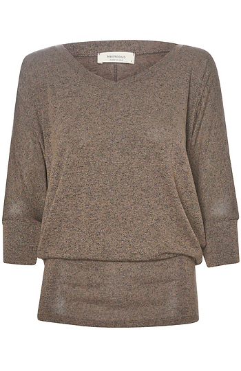 Nadia Quarter Sleeve Dolman V-Neck Hacci Top Slide 1