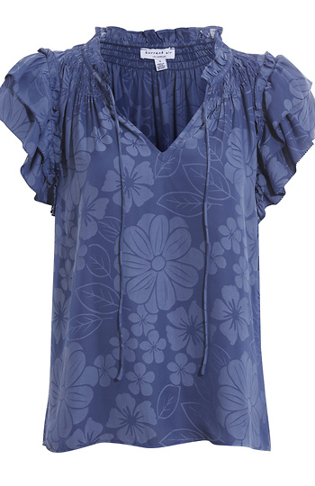 Split Neck Tiered Sleeve Blouse Slide 1