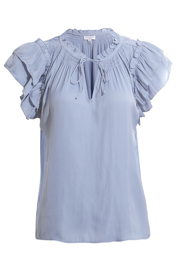 Split Neck Tiered Sleeve Blouse Slide 1