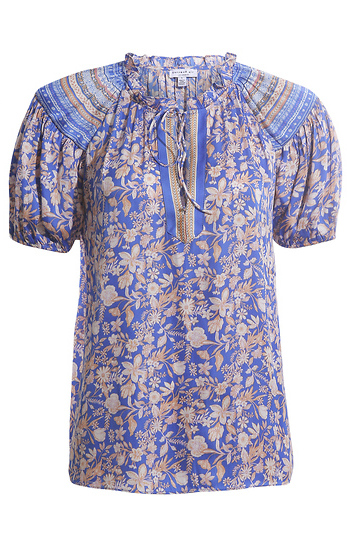 Border Printed Short Sleeve Blouse Slide 1