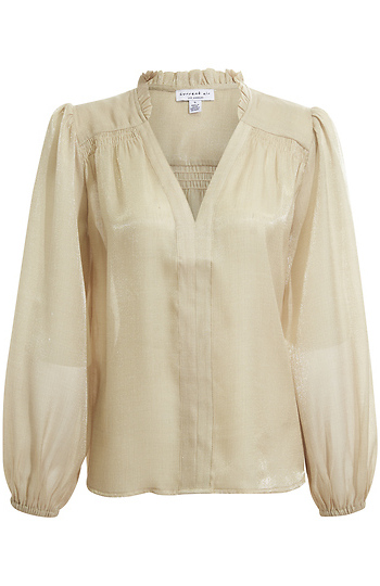Long Sleeve Blouse with Ruffle Detail Slide 1