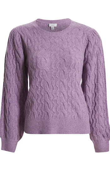 Puff Sleeve Cable Knit Sweater Slide 1