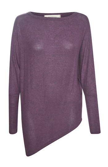 Long Sleeve Brushed Asymmetrical Hem Top Slide 1