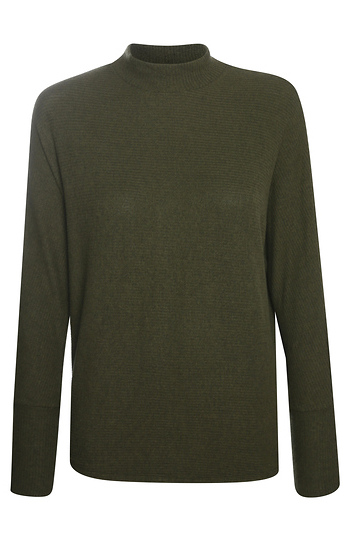 Mock Neck Brushed Ribbed Top Slide 1