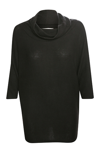 Cowl Neck 3/4 Sleeve Brushed Top Slide 1