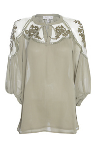 Sheer Tie-Front Peasant Top Slide 1