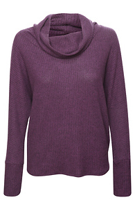Cowl Neck Brushed Waffle Knit Top Slide 1