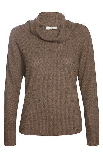 Cowl Neck Brushed Waffle Knit Top Slide 1