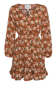 Floral Print Smocked Waist Long Sleeve Dress Slide 1
