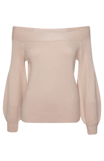 Balloon Sleeve Off-the-Shoulder Sweater Slide 1