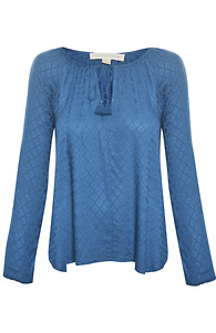 Jacquard Textured Long Sleeve Blouse Slide 1