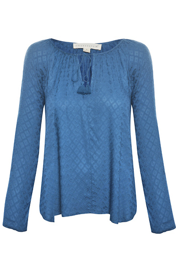 Jacquard Textured Long Sleeve Blouse Slide 1