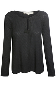 Jacquard Textured Long Sleeve Blouse Slide 1