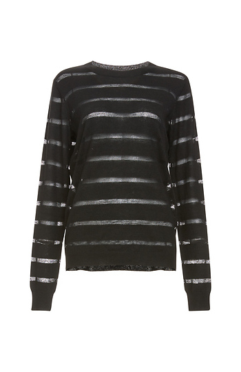 Sheer Striped Lightweight Knit Sweater Slide 1