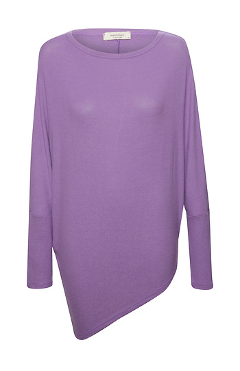 Long Sleeve Brushed Asymmetrical Hem Top Slide 1