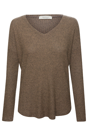 Long Sleeve Brushed Waffle Knit Top Slide 1