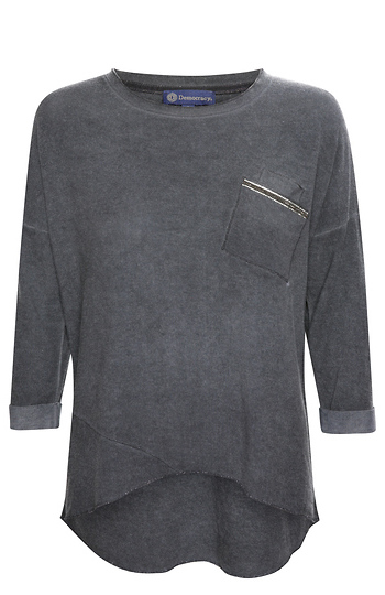 Democracy 3/4 Roll Cuff Sleeve Top Slide 1