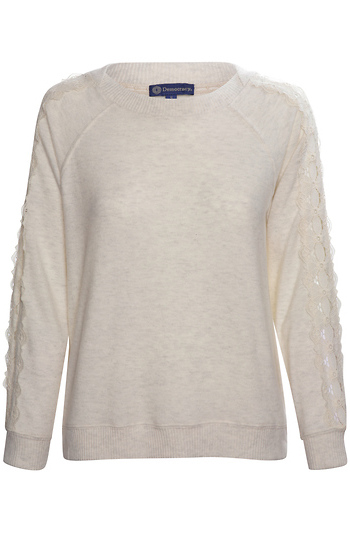 Democracy Long Sleeve Lace Inset Knit Top Slide 1