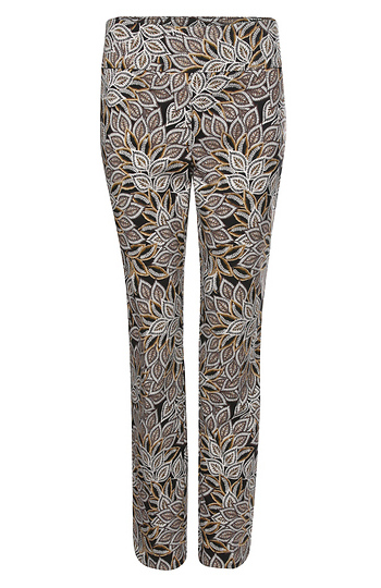 Leaf Print Slim Straight Pants Slide 1