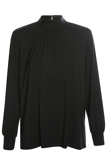 Shirring Mock Neck Top Slide 1