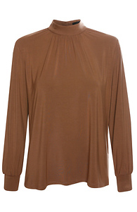 Shirring Mock Neck Top Slide 1