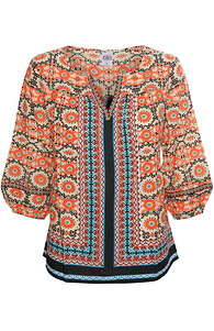 Split Neck Printed Top Slide 1