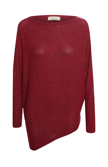 Long Sleeve Brushed Asymmetrical Hem Top Slide 1