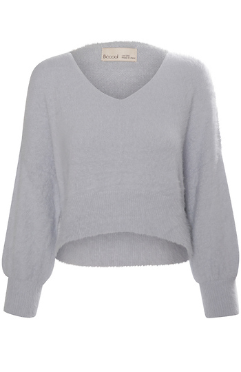 Fuzzy V-Neck Sweater Slide 1