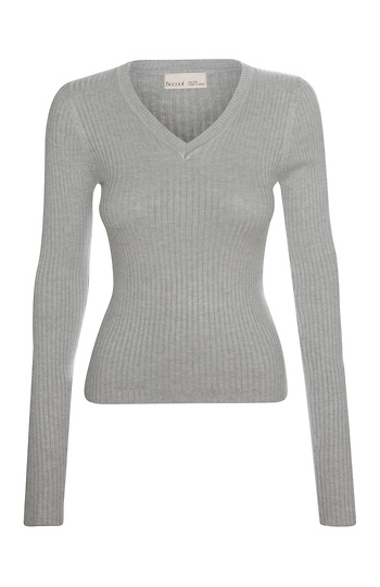 V-Neck Ribbed Top Slide 1